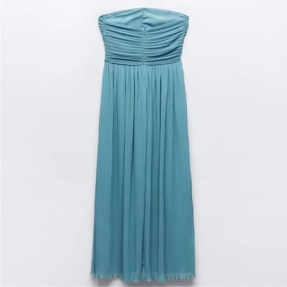 ZARA PLEATED MIDI DRESS - Picture 14 of 14